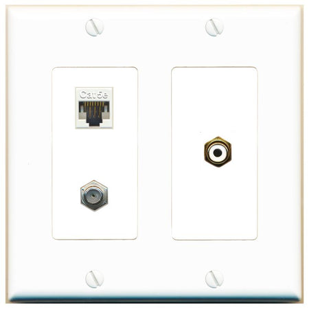 CAT5E COAX RCA-WHITE Wall Plate [White]