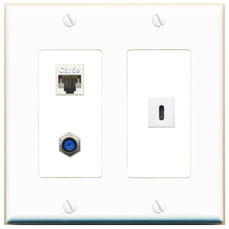 CAT5E F81 USBC Wall Plate [White]