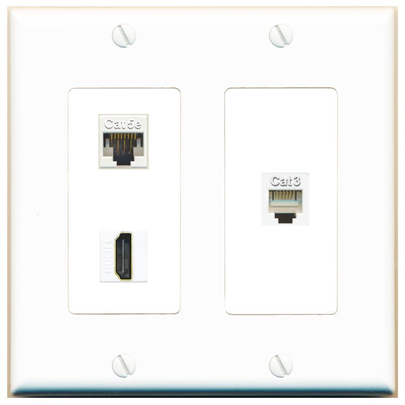 CAT5E HDMI PHONE Wall Plate [White]