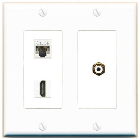 CAT5E HDMI RCA-WHITE Wall Plate [White]