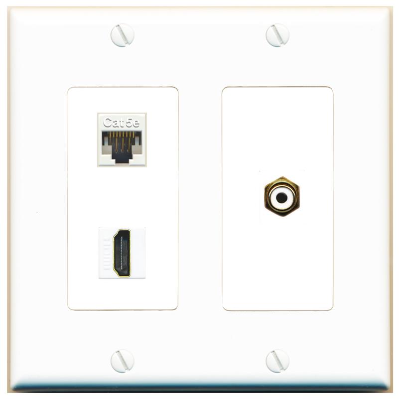 CAT5E HDMI RCA-WHITE Wall Plate [White]