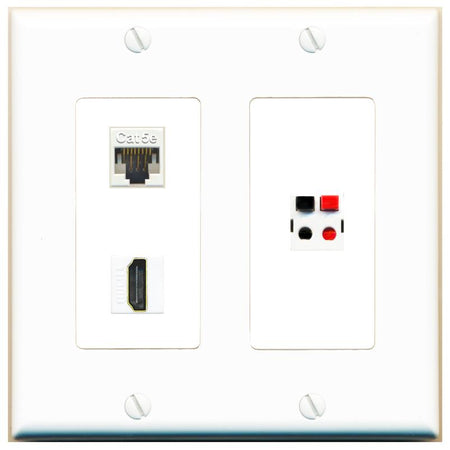 CAT5E HDMI SPEAKER Wall Plate [White]