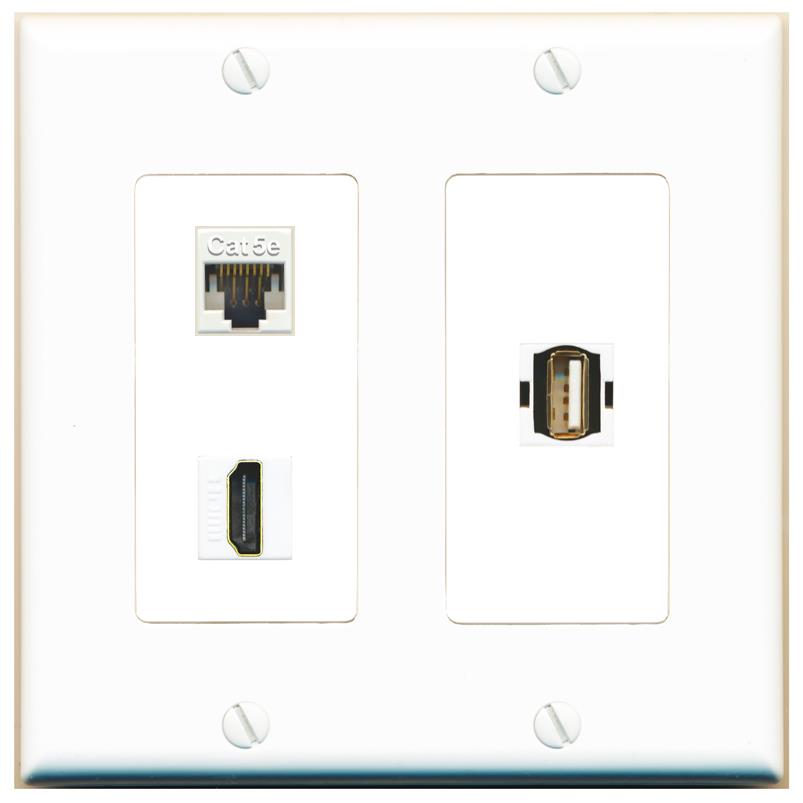 CAT5E HDMI USB2 Wall Plate [White]