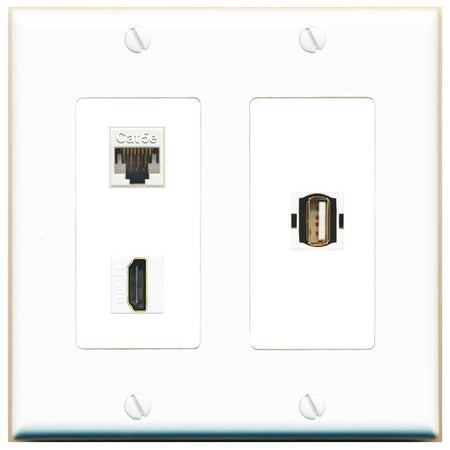 CAT5E HDMI USB2 Wall Plate [White]