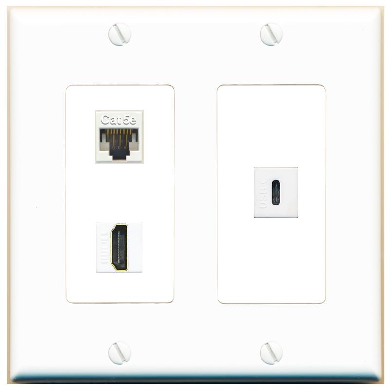 CAT5E HDMI USBC Wall Plate [White]