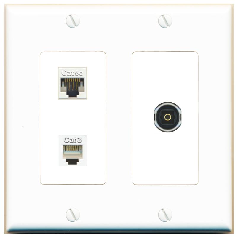 CAT5E PHONE TOSLINK Wall Plate [White]