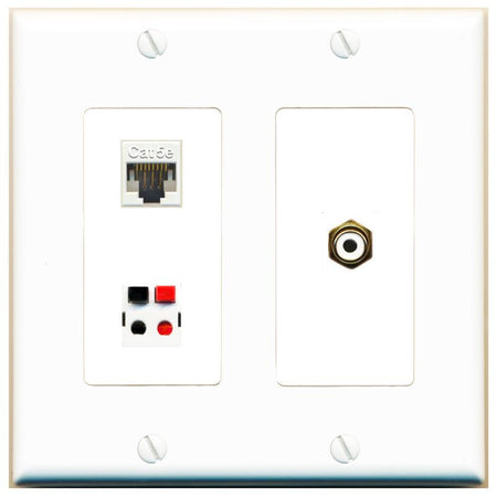 CAT5E RCA-WHITE SPEAKER Wall Plate [White]