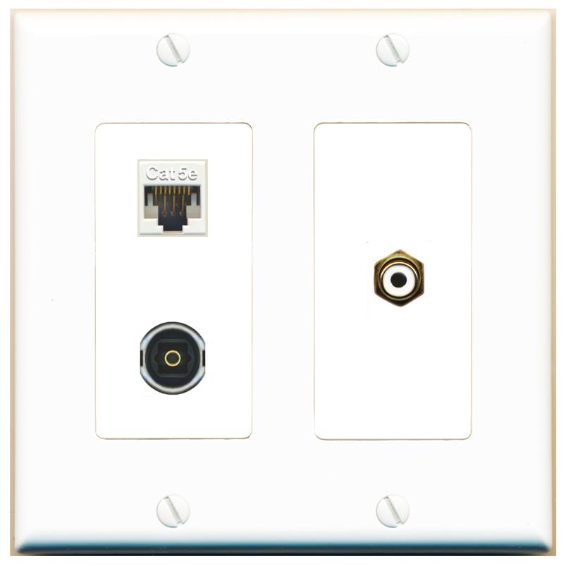 CAT5E RCA-WHITE TOSLINK Wall Plate [White]