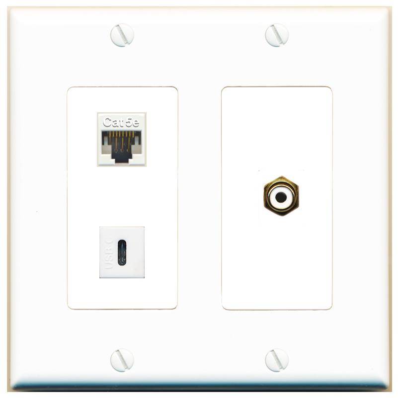 CAT5E RCA-WHITE USBC Wall Plate [White]