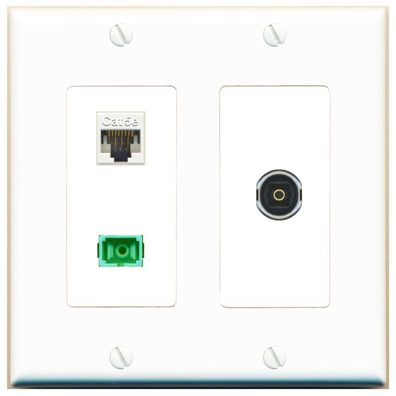 CAT5E SC-APC-SX TOSLINK Wall Plate [White]