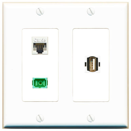 CAT5E SC-APC-SX USB2 Wall Plate [White]