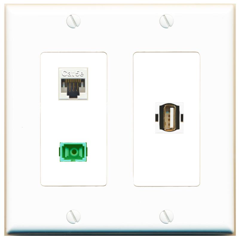 CAT5E SC-APC-SX USB2 Wall Plate [White]