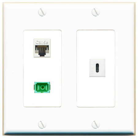 CAT5E SC-APC-SX USBC Wall Plate [White]