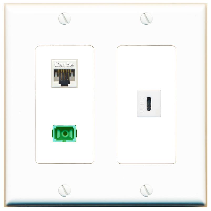 CAT5E SC-APC-SX USBC Wall Plate [White]
