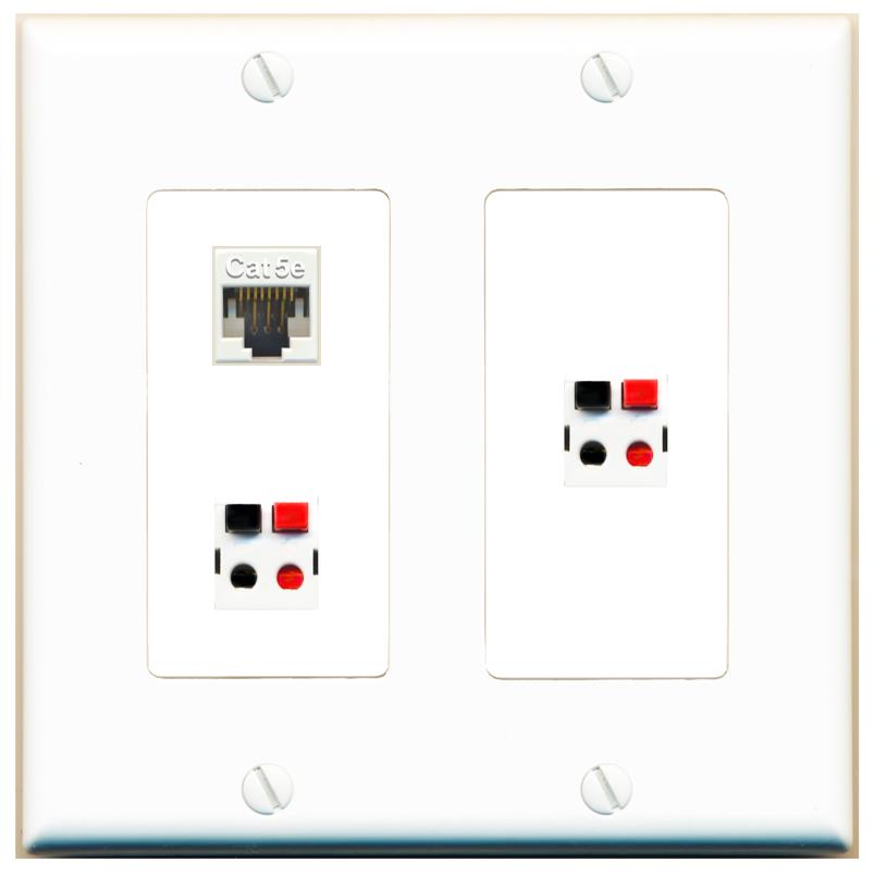 CAT5E 2 SPEAKER Wall Plate [White]