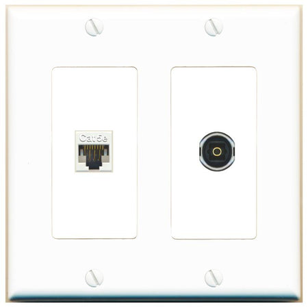CAT5E TOSLINK Wall Plate [White]