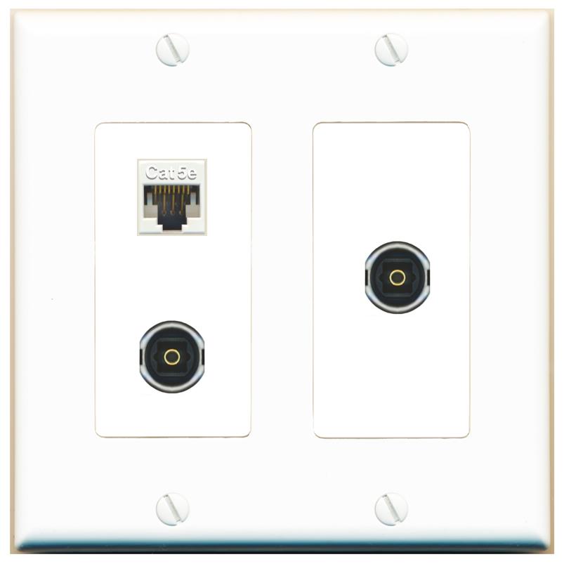CAT5E 2 TOSLINK Wall Plate [White]