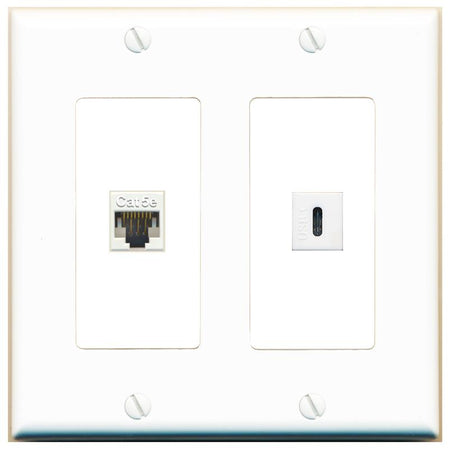 CAT5E USBC Wall Plate [White]