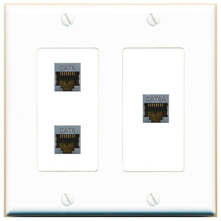 2 CAT6-SHIELDED CAT6A Wall Plate [White]