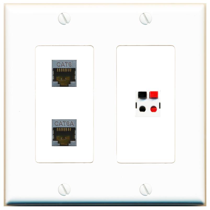 CAT6-SHIELDED CAT6A SPEAKER Wall Plate [White]