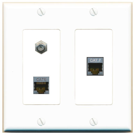 CAT6-SHIELDED CAT7 COAX Wall Plate [White]