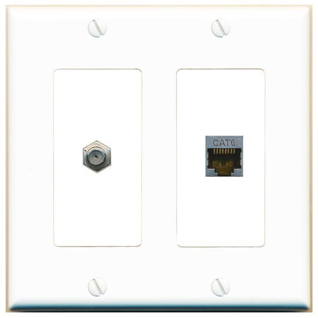 CAT6-SHIELDED COAX Wall Plate [White]