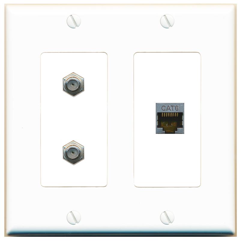 CAT6-SHIELDED 2 COAX Wall Plate [White]