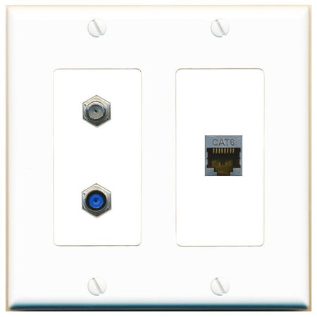 CAT6-SHIELDED COAX F81 Wall Plate [White]