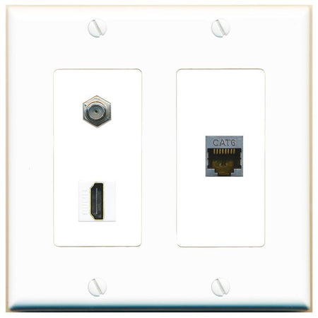 CAT6-SHIELDED COAX HDMI Wall Plate [White]