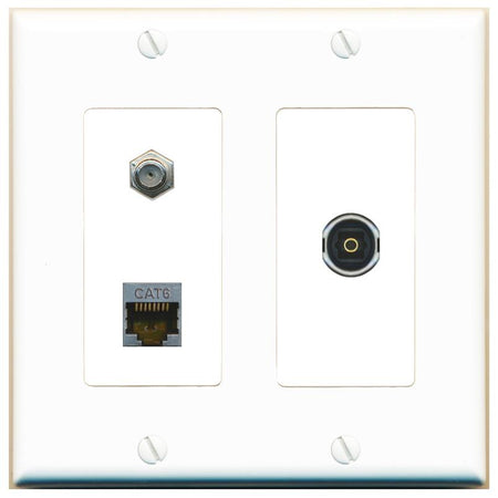CAT6-SHIELDED COAX TOSLINK Wall Plate [White]