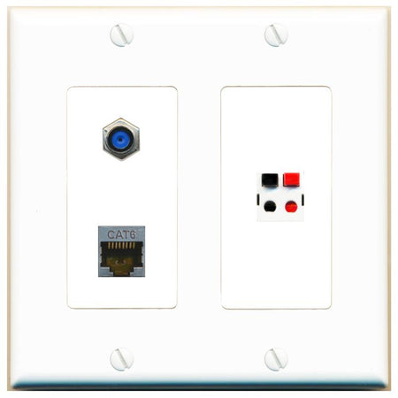 CAT6-SHIELDED F81 SPEAKER Wall Plate [White]