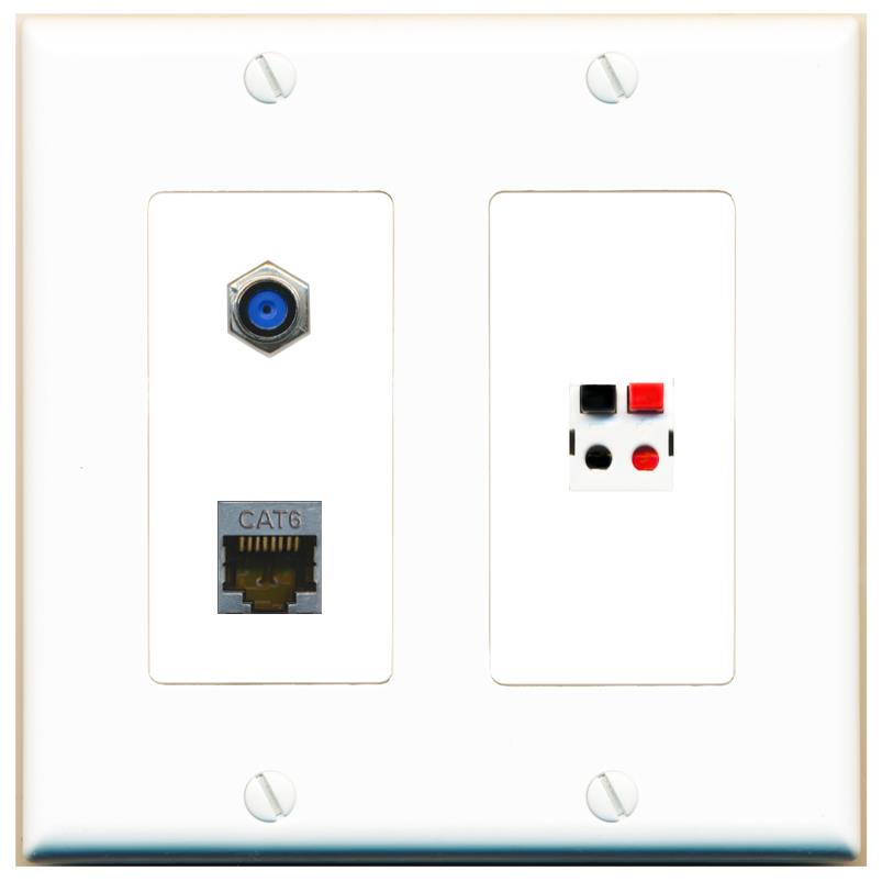 CAT6-SHIELDED F81 SPEAKER Wall Plate [White]
