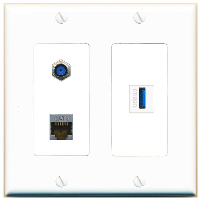 CAT6-SHIELDED F81 USB-3 Wall Plate [White]