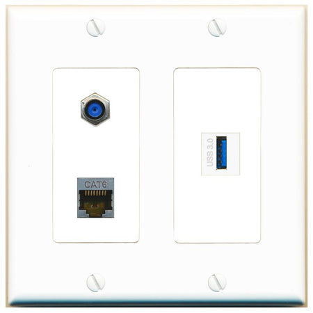 CAT6-SHIELDED F81 USB-3 Wall Plate [White]