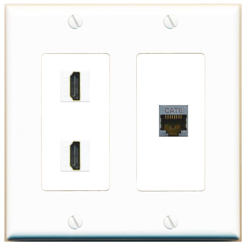 CAT6-SHIELDED 2 HDMI Wall Plate [White]