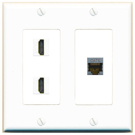 CAT6-SHIELDED 2 HDMI Wall Plate [White]