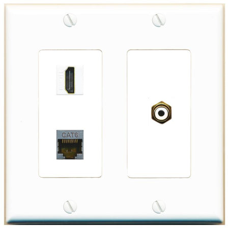 CAT6-SHIELDED HDMI RCA-WHITE Wall Plate [White]