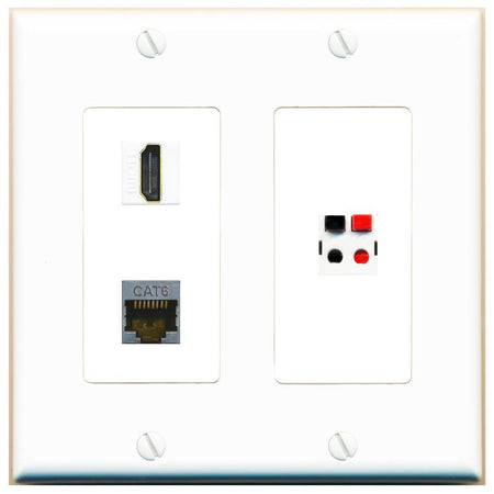 CAT6-SHIELDED HDMI SPEAKER Wall Plate [White]