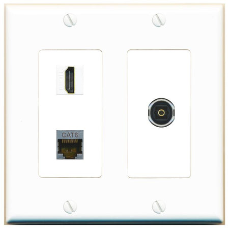 CAT6-SHIELDED HDMI TOSLINK Wall Plate [White]