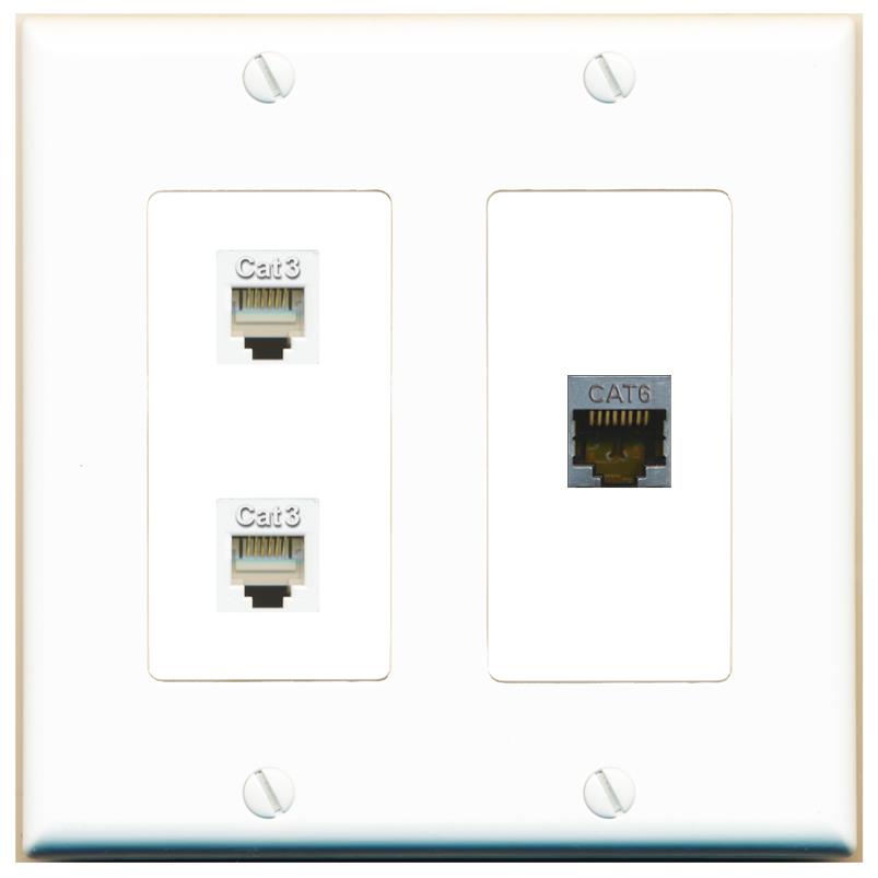 CAT6-SHIELDED 2 PHONE Wall Plate [White]