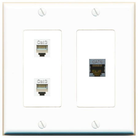 CAT6-SHIELDED 2 PHONE Wall Plate [White]