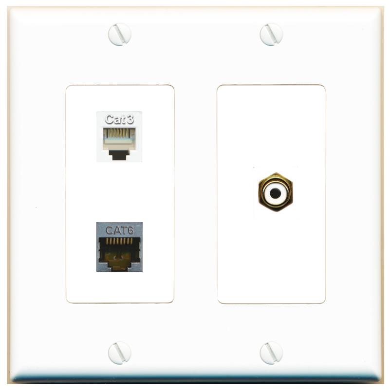 CAT6-SHIELDED PHONE RCA-WHITE Wall Plate [White]
