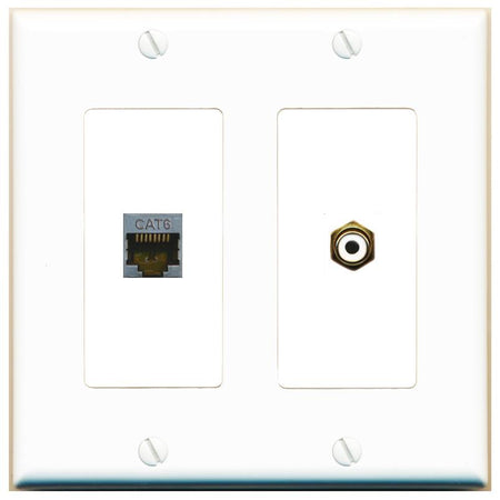 CAT6-SHIELDED RCA-WHITE Wall Plate [White]