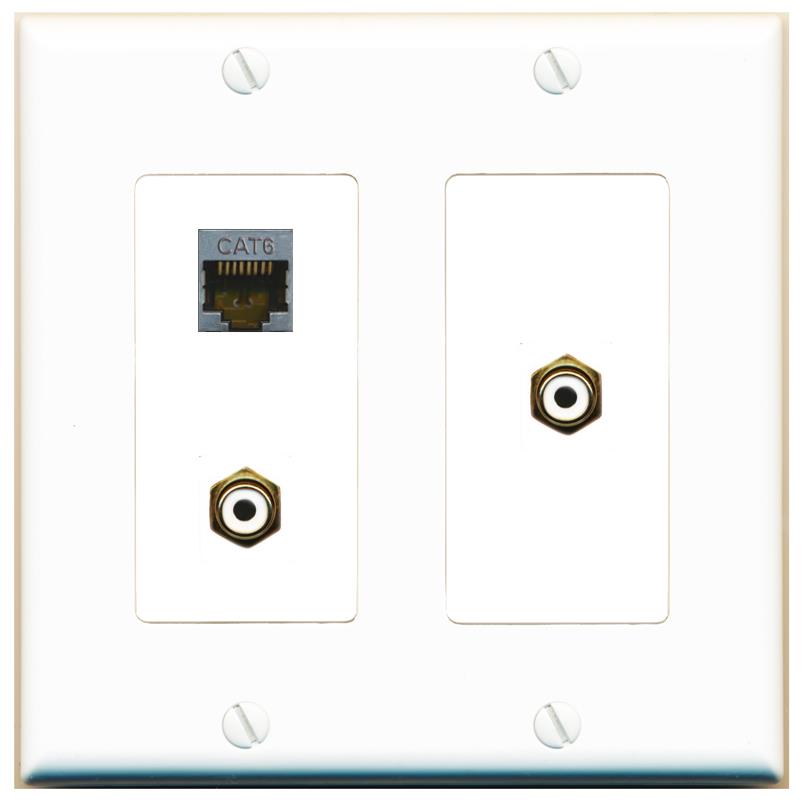 CAT6-SHIELDED 2 RCA-WHITE Wall Plate [White]
