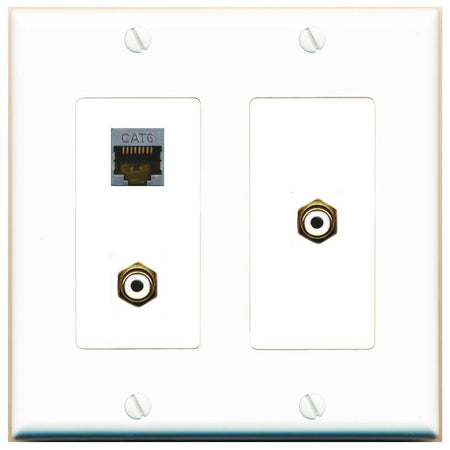 CAT6-SHIELDED 2 RCA-WHITE Wall Plate [White]