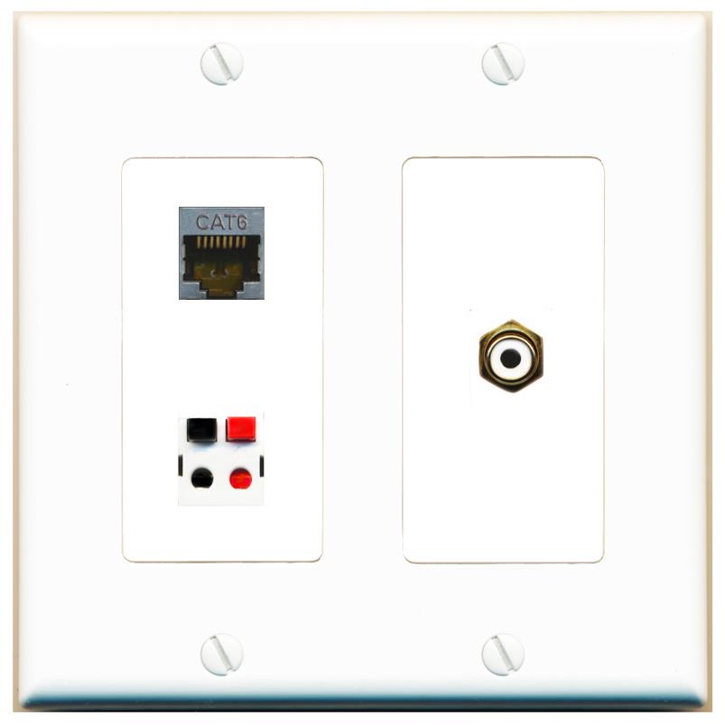 CAT6-SHIELDED RCA-WHITE SPEAKER Wall Plate [White]