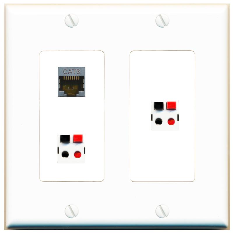 CAT6-SHIELDED 2 SPEAKER Wall Plate [White]