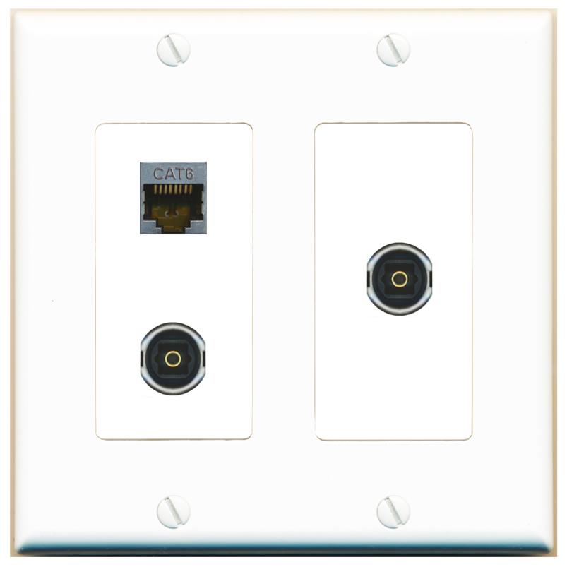 CAT6-SHIELDED 2 TOSLINK Wall Plate [White]