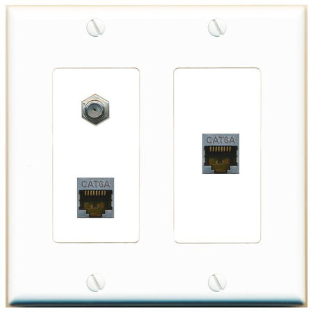 2 CAT6A COAX Wall Plate [White]