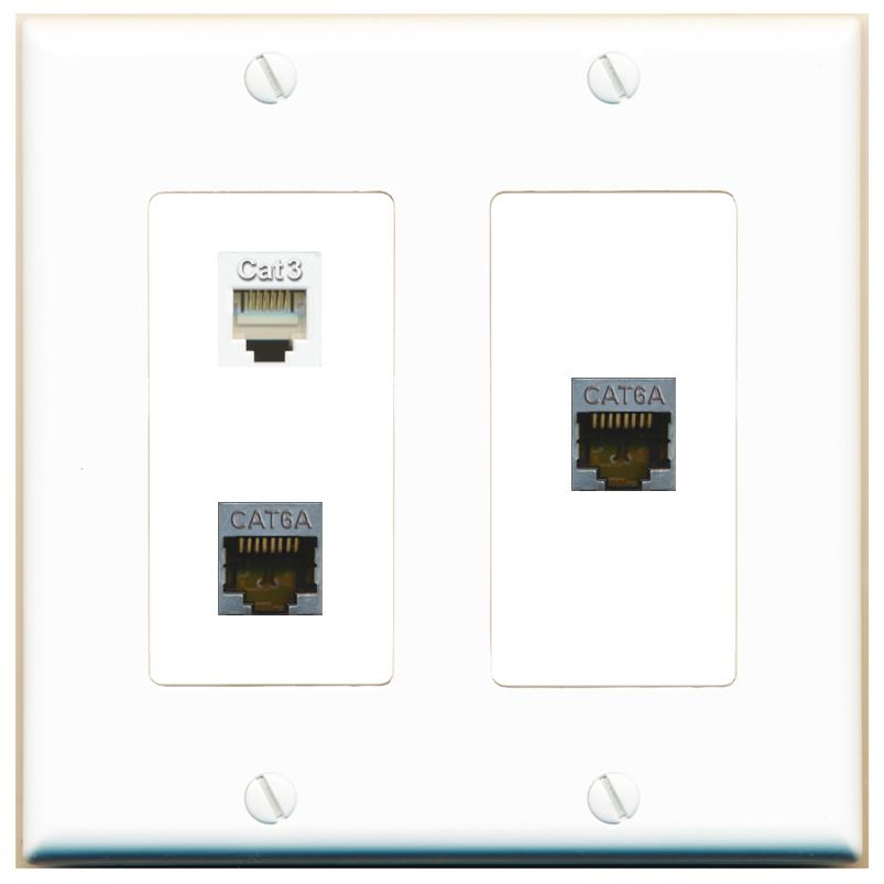 2 CAT6A PHONE Wall Plate [White]